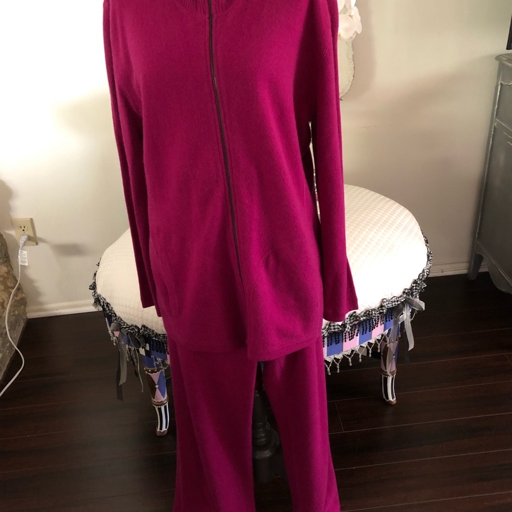 Nm 100% Cashmere Berry Colored Jacket Size Xl *Ma… - image 5